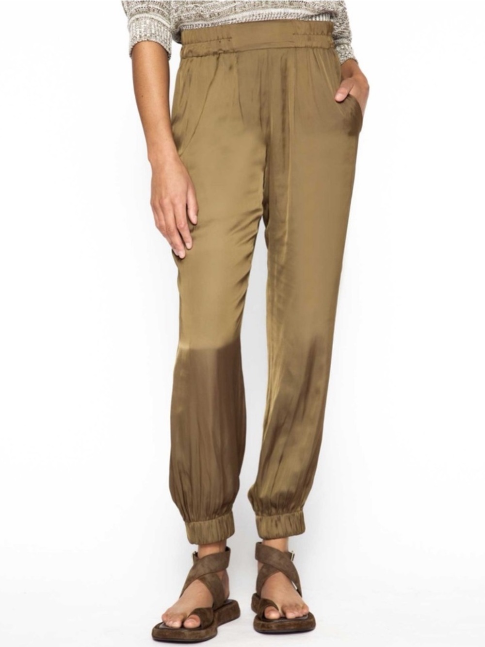 Brochu Walker Neva Satin Jogger Olive Pants Size Medium